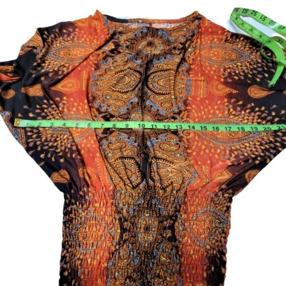 𝅺Red Paisley Top with Dolman Style Sleeve Blouse - One Size - Picture 8 of 8